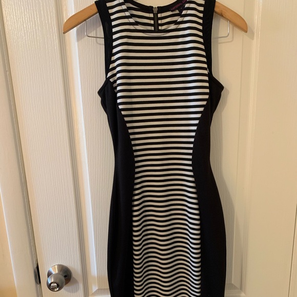 Black and White Form Fitting Material Girl Dress - Picture 2 of 10